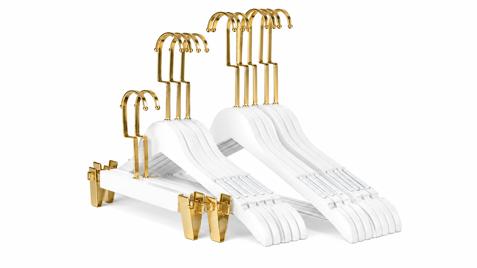Elegant white Hanger set with clips